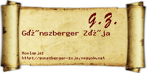 Günszberger Zója névjegykártya